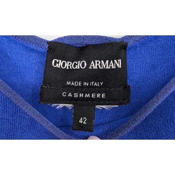 VTG Y2K Giorgio Armani Cashmere Camisole Cobalt Blue 42 Luxury Minimalist Cozy - Picture 6 of 10